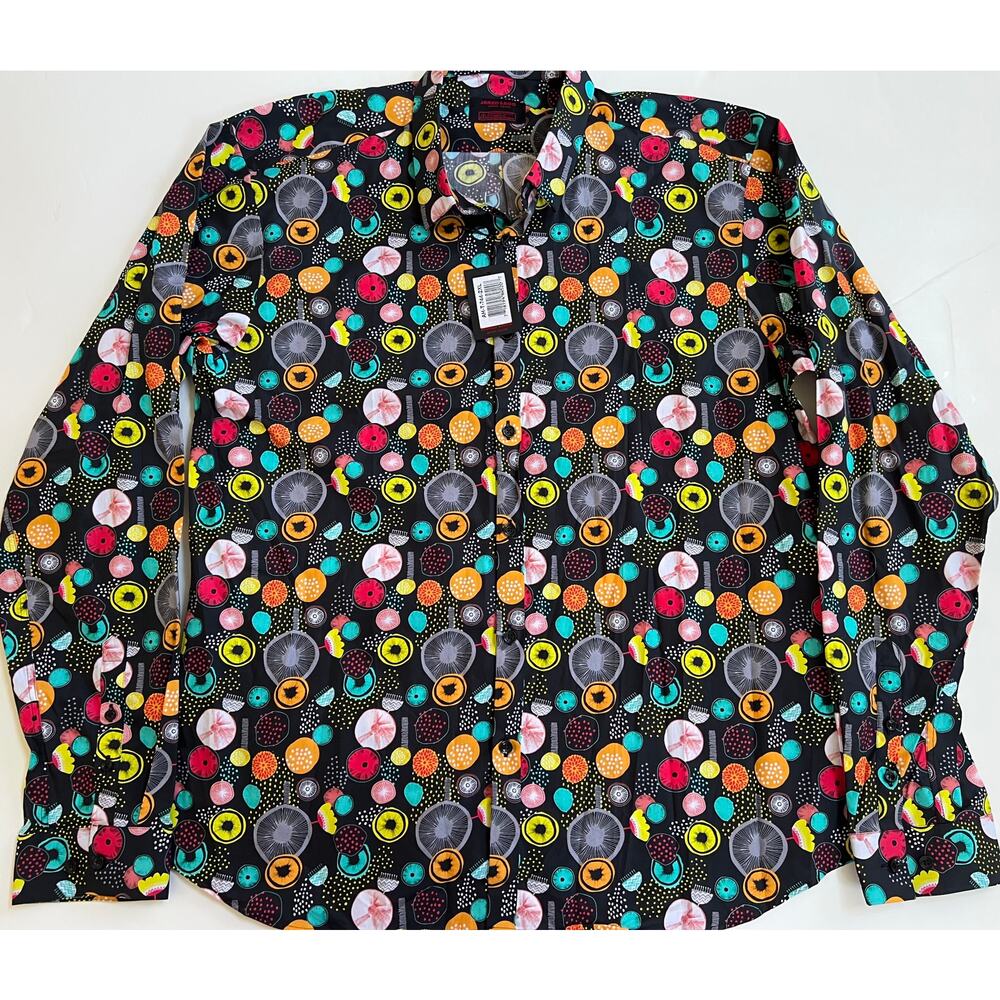 Jared Lang Men's Trim Fit Multicolor Button-Up Shirt AH-T-744 Size 2XL - Picture 7 of 12